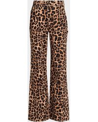 Veronica Beard - Taylor High-Rise Wide-Leg Leopard Jeans With Chaps - Lyst