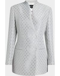 Giorgio Armani - Geometric Paillette Jacquard Asymmetric Double-Breasted Jacket - Lyst