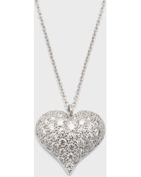 NM Estate - Estate Platinum 63 Diamond Puff Heart Pendant Necklace - Lyst