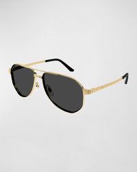Cartier - Ct0461Sm Metal Aviator Sunglasses - Lyst