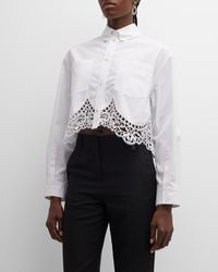 Burberry - Button-front Blouse With Lace Trim - Lyst