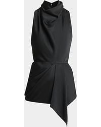 Givenchy - Draped Satin Sleeveless Asymmetric Top - Lyst