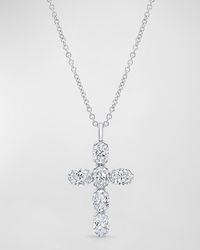 Rahaminov Diamonds - 18k White Gold Oval Diamond Cross Pendant Necklace - Lyst