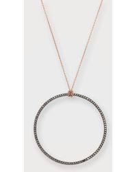 Ginette NY - 18k Rose Gold Black Diamond Circle On Chain Necklace - Lyst