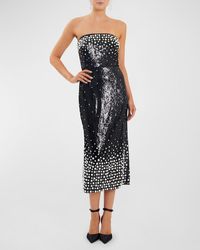 Rebecca Vallance - Denise Strapless Embellished Sequin Midi Dress - Lyst