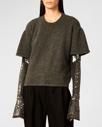 Interior - Sequin Embellished Cashmere Knit Double T-Shirt - Lyst