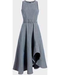 Cinq À Sept - Zelda Belted Asymmetric Sleeveless Denim Midi Dress - Lyst