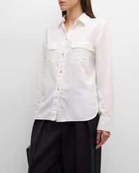 Vince - Utility Cotton And Silk Long-sleeve Button-front Shirt - Lyst