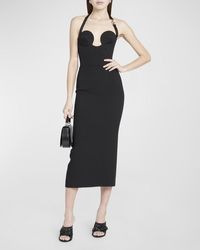 Versace - Cone Bust Enver Satin Midi Dress - Lyst