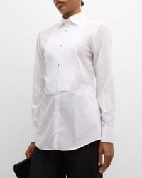 Dolce & Gabbana - Popeline Button-Front Shirt With Pleated Bib - Lyst