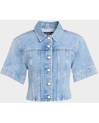 Veronica Beard - Malcom Short-Sleeve Cropped Denim Jacket - Lyst