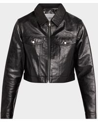 RE/DONE - Leather Crop Trucker Jacket - Lyst