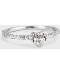 64 Facets - 18k White Gold Heart Diamond Solitaire Ring, Size 6 - Lyst
