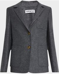 Argent - Single-Breasted Textured Wool Weekend Blazer - Lyst