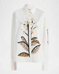 KHAITE - Argo Floral Embroidered Cotton Poplin Top - Lyst
