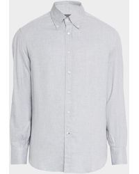 Brunello Cucinelli - Micro-Chevron Button-Collar Sport Shirt - Lyst