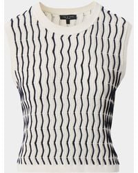 Rag & Bone - Leslie Striped Pointelle-Knit Vest - Lyst