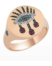 BeeGoddess - Eye Light 14k Diamond And Ruby Pinky Ring, Size 7 - Lyst