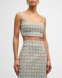 Emilia Wickstead - Lucilia Square-Neck Sleeveless Check Tweed Crop Top - Lyst
