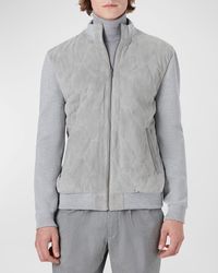 Bugatchi - Honeycomb Suede Full-Zip Sweater Jacket - Lyst