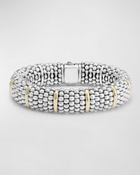 Lagos - Silver Caviar Oval Bracelet With 18k Gold, 15mm - Lyst