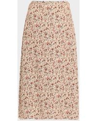 Loro Piana - Simona Floral-Print Silk Twill Midi Skirt - Lyst