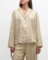 Totême - Monogram-Embroidered Silk Pajama Top - Lyst