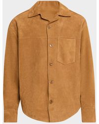 Ami Paris - Apos;S Leather Button-Down Overshirt - Lyst