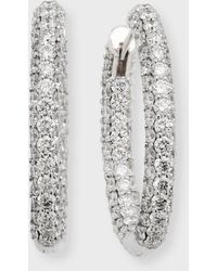 Neiman Marcus - Medium Pave Diamond Hoop Earrings In 18k White Gold - Lyst