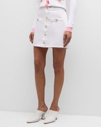 L'Agence - Kris Button-Front Denim Mini Skirt - Lyst