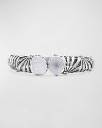 Stephen Dweck - Quartz And Mother-of-pearl Open-close Bangle In Sterling Silver - Lyst