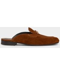Versace - 20Mm Medusa Suede Loafer Mules - Lyst