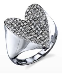 Sheryl Lowe - Pave Diamond Heart Ring, Size 7 - Lyst