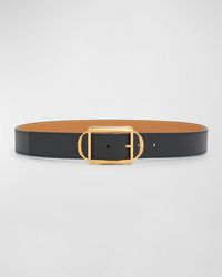 Loewe - Curved Buckle Leather Belt - Lyst