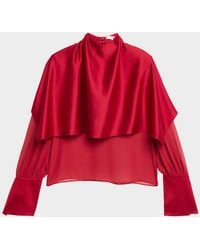 Et Ochs - Aurelia Satin Capelet Long-Sleeve Top - Lyst