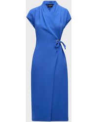 Giorgio Armani - Wrap Midi Dress With Tie Detail - Lyst