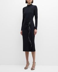 La Petite Robe Di Chiara Boni - Cutout Ruffle Mock-Neck Midi Dress - Lyst