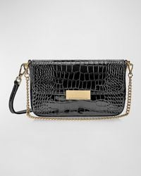 Gigi New York - Edie Croc-Embossed Leather Shoulder Bag - Lyst