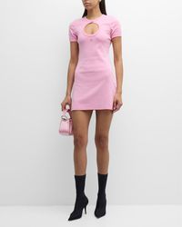 Courreges - Circle Cutout Short-Sleeve Dry Jersey Mini Dress - Lyst