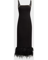 Likely - Georgie Rhinestone-Trim Sleeveless Feather-Hem Midi Dress - Lyst