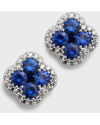 Neiman Marcus - 18k Sapphire And Diamond Flower Post Earrings - Lyst