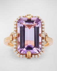 Goshwara - Gossip 10X15Mm Emerald Cut Amethyst Ring With Diamonds - Lyst