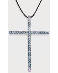 Alexander Laut - 18k White Gold Spinel And Diamond Cross Pendant - Lyst