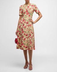 Adam Lippes - Evangeline Floral Print Wool Midi Dress - Lyst