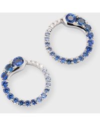 Lisa Nik - 18k White Gold Diamond And Ombre Blue Sapphire Circle Stud Earrings - Lyst