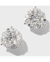 Memoire - White Gold Bouquet 3-prong Diamond Stud Earrings - Lyst