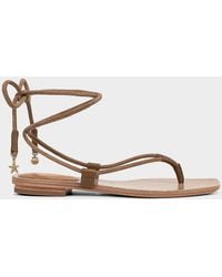 Veronica Beard - Rosetta Suede Ankle-Wrap Flat Sandals - Lyst