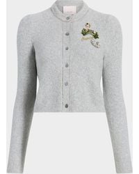 Cinq À Sept - Allura Embroidered Cropped Cardigan - Lyst
