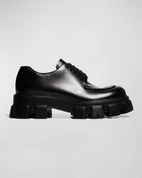 Prada - Monolith Lug-Sole Leather Derby Shoes - Lyst
