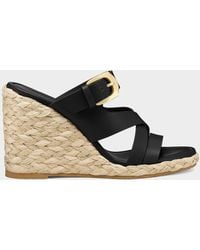 Stuart Weitzman - 105Mm Sai Leather Espadrille Wedge Sandals - Lyst